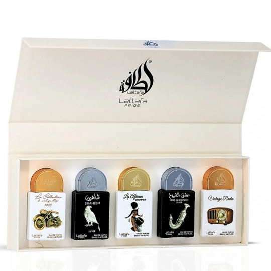 Set Lattafa Pride X0.67oz (5 PC ) Bike 1910 / Shaheen Silver / African Drummer / Shuyukh Silver / Vintage Radio